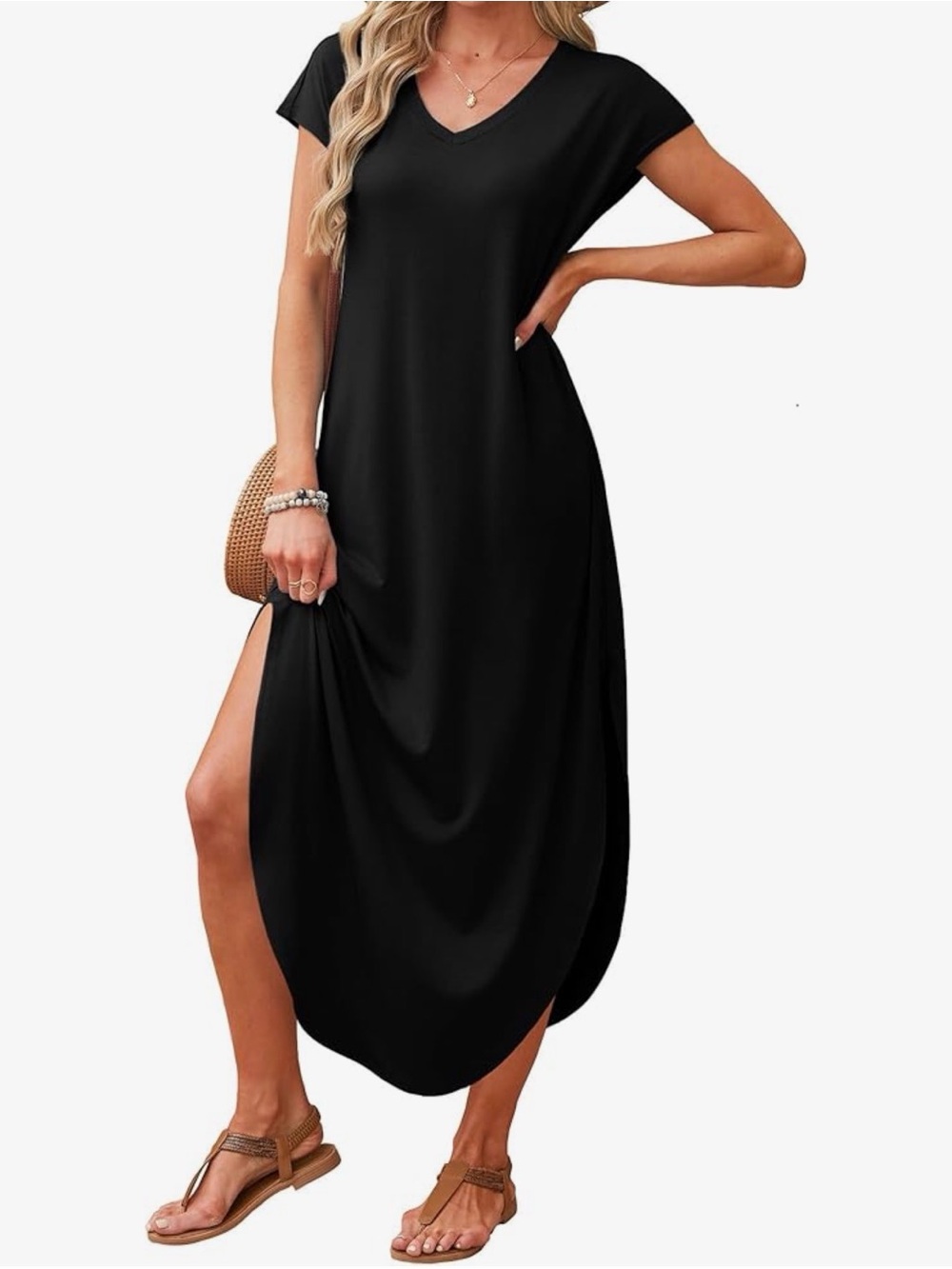Maxi Dress Cap Sleeve with Pockets